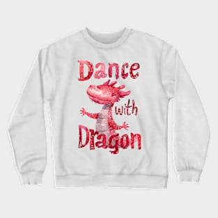 Chinese New Year Dance with Dragon: Pink Watercolor Cute Cartoon Crewneck Sweatshirt